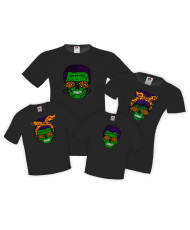 Семеен комплект тениски Хелоуин Frankenstein Skull Family