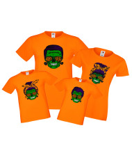 Семеен комплект тениски Хелоуин Frankenstein Skull Family
