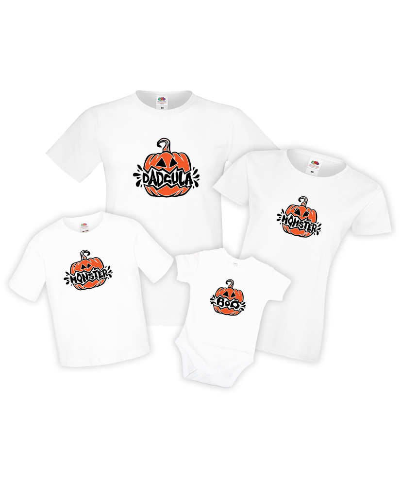 Семеен комплект тениски Хелоуин Pumpkin Momster Dadcula Monster Boo Семеен комплект тениски Хелоуин Pumpkin Momster Dadcula Monster Boo