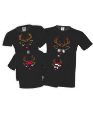 Коледни семейни тениски Коледен комплект тениски Елени Deer face
