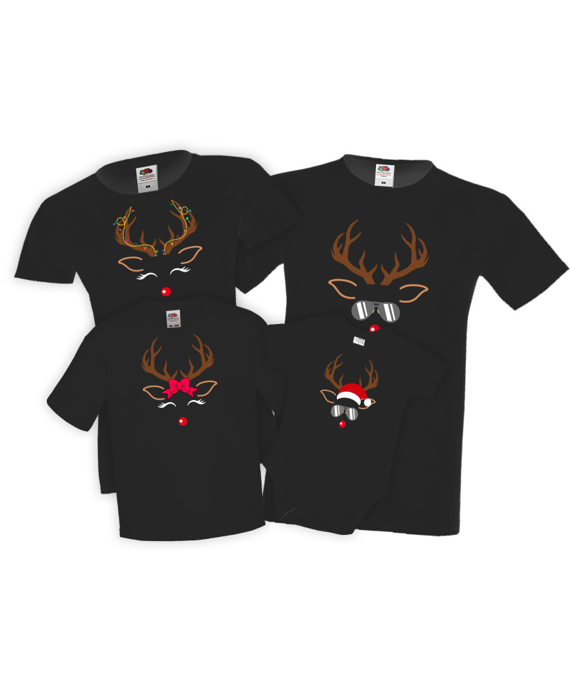 Коледни семейни тениски Коледен комплект тениски Елени Deer face Коледни семейни тениски Коледен комплект тениски Елени Deer face