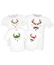 Коледни семейни тениски Коледен комплект тениски Елени Deer face