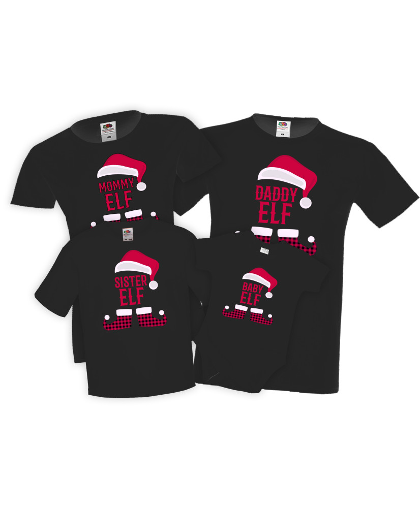 Персонализиран Коледен комплект тениски Елфи Mommy Daddy Sister Brother
