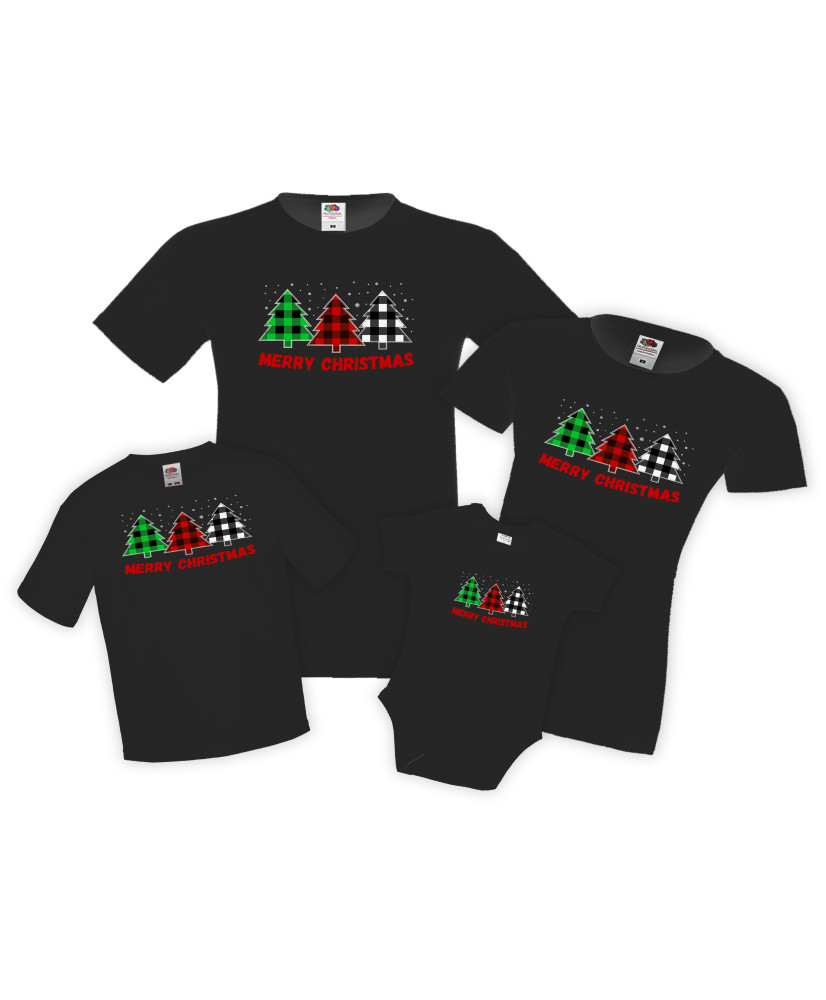 Коледен комплект тениски Merry Christmas Buffalo Коледни елхи Коледен комплект тениски Merry Christmas Buffalo Коледни елхи