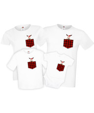 Коледна тениска Комплект Коледни тениски Елен в джоб с маска Pocket Reindeer