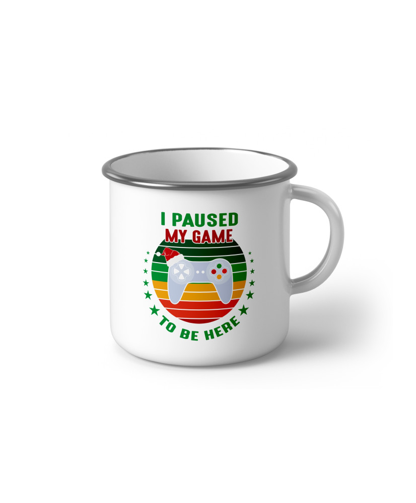 Коледно Емайлирано канче за геймъри I paused my game to be here Коледно Емайлирано канче за геймъри I paused my game to be here