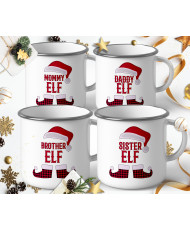 Персонализирано Коледно Метално Емайлирано канче Elf