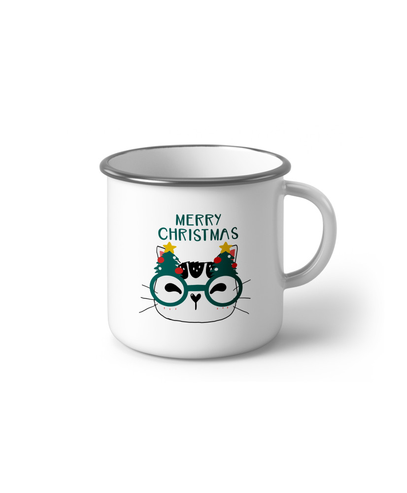 Емайлирано канче с Котка Merry Christmas Емайлирано канче с Котка Merry Christmas