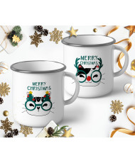 Коледни Емайлирани канчета с Котки Merry Christmas