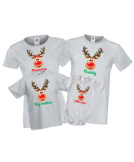 Персонализиран Коледен комплект тениски Коледна тенискаЕлени Mommy Daddy Sister Brother