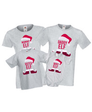 Персонализиран Коледен комплект тениски Елфи Mommy Daddy Sister Brother