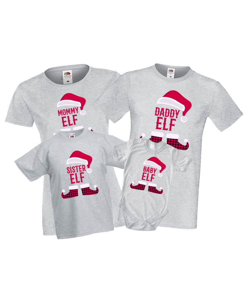 Персонализиран Коледен комплект тениски Елфи Mommy Daddy Sister Brother