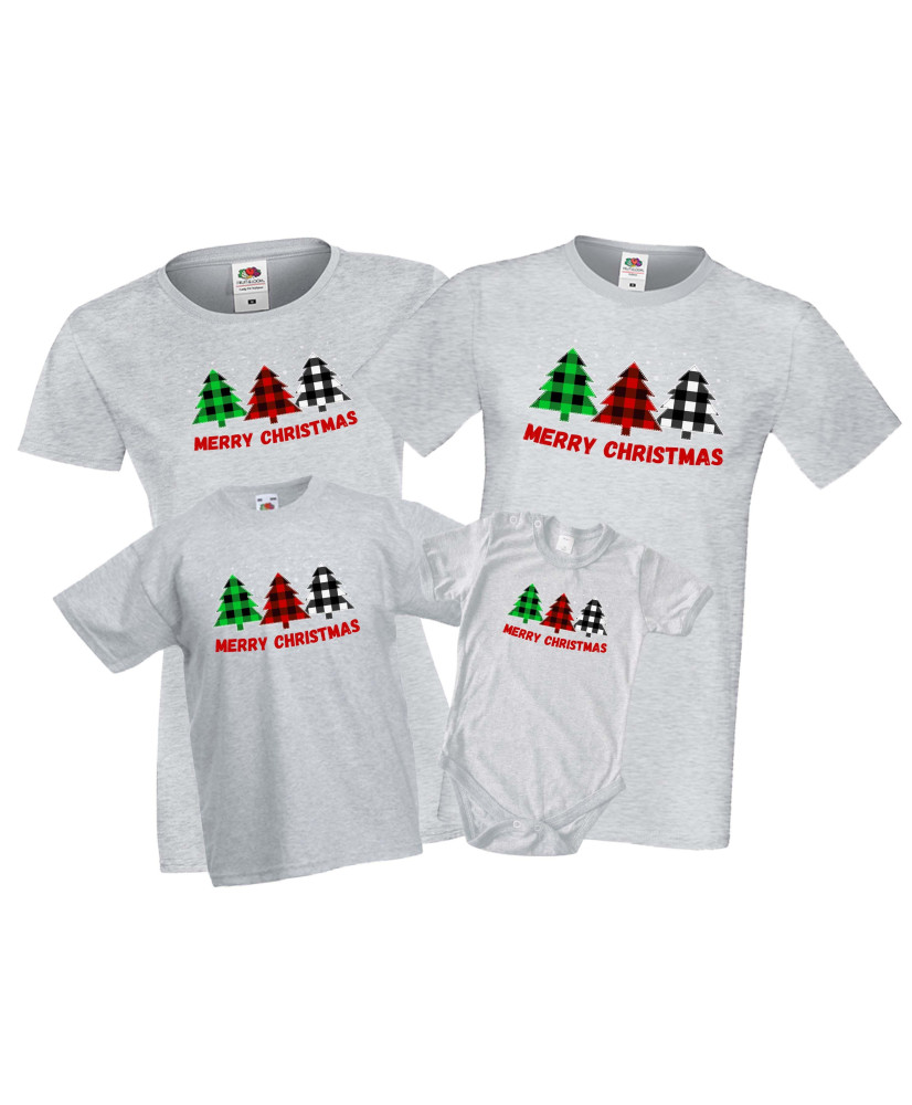 Коледен комплект тениски Merry Christmas Buffalo Коледни елхи Коледен комплект тениски Merry Christmas Buffalo Коледни елхи