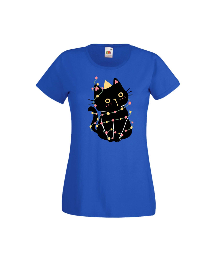 Дамска тениска Коледа Котка Коледно Дърво Black Cat Xmas Tree 1 Дамска тениска Коледа Котка Коледно Дърво Black Cat Xmas Tree 1