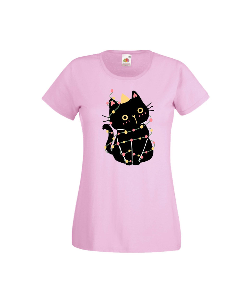 Дамска тениска Коледа Котка Коледно Дърво Black Cat Xmas Tree 1 Дамска тениска Коледа Котка Коледно Дърво Black Cat Xmas Tree 1