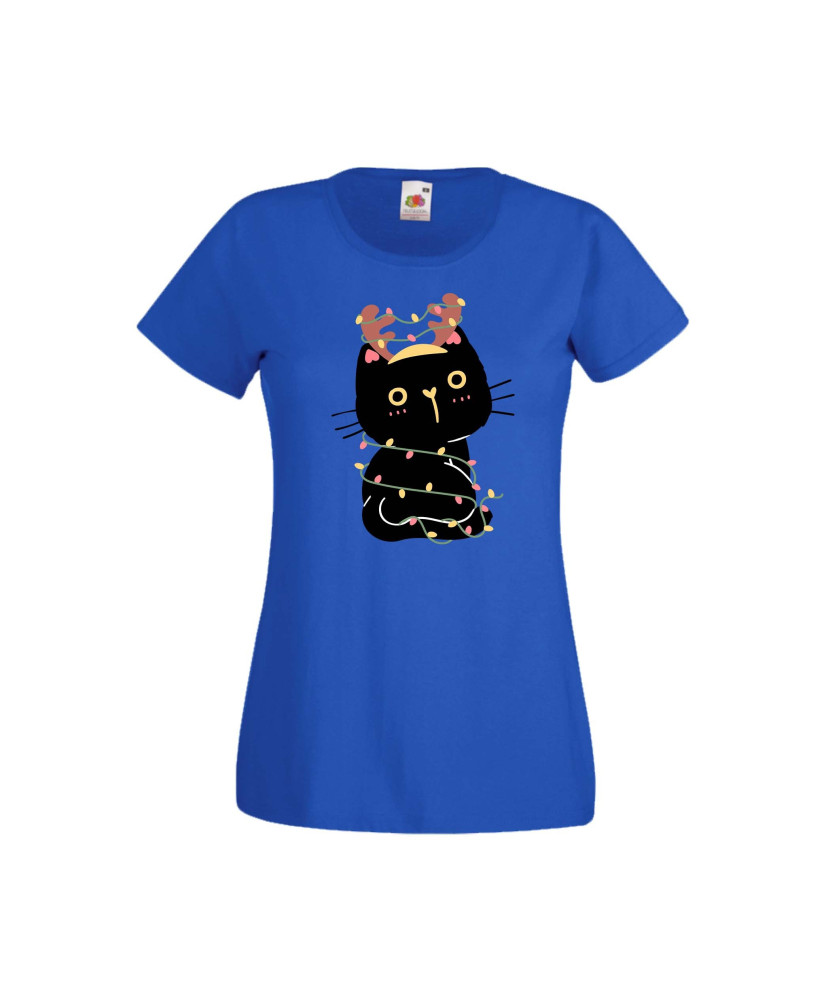 Дамска тениска Коледа Котка Коледно Дърво Black Cat Xmas Tree 3 Дамска тениска Коледа Котка Коледно Дърво Black Cat Xmas Tree 3