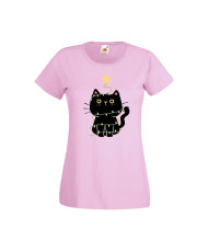 Дамска тениска Коледа Котка Коледно Дърво Black Cat Xmas Tree 2