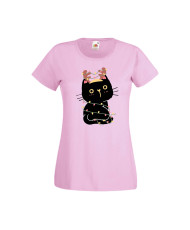 Дамска тениска Коледа Котка Коледно Дърво Black Cat Xmas Tree 3