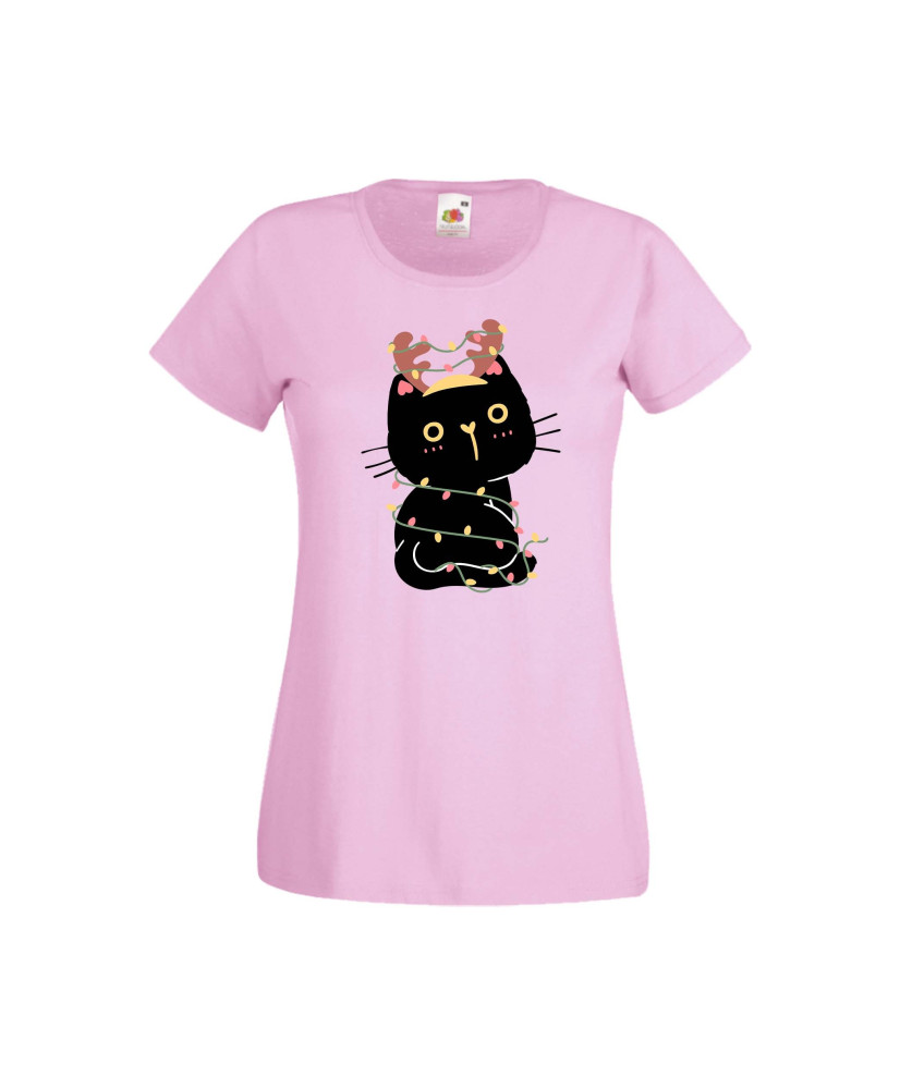 Дамска тениска Коледа Котка Коледно Дърво Black Cat Xmas Tree 3 Дамска тениска Коледа Котка Коледно Дърво Black Cat Xmas Tree 3