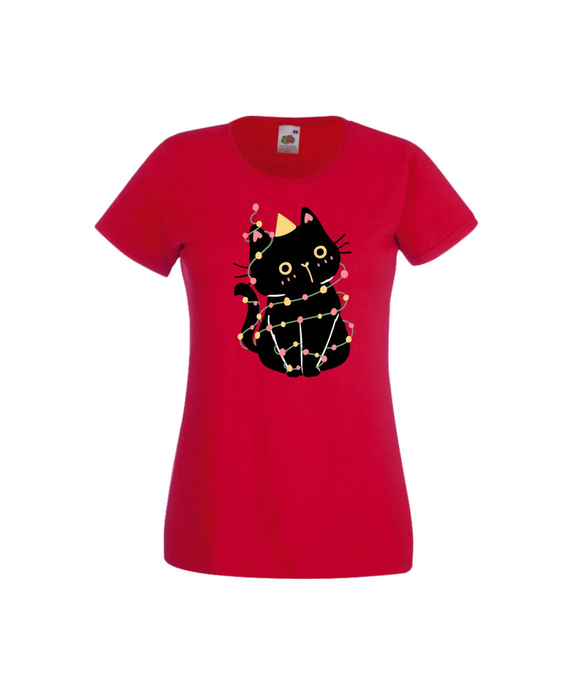 Дамска тениска Коледа Котка Коледно Дърво Black Cat Xmas Tree 1 Дамска тениска Коледа Котка Коледно Дърво Black Cat Xmas Tree 1