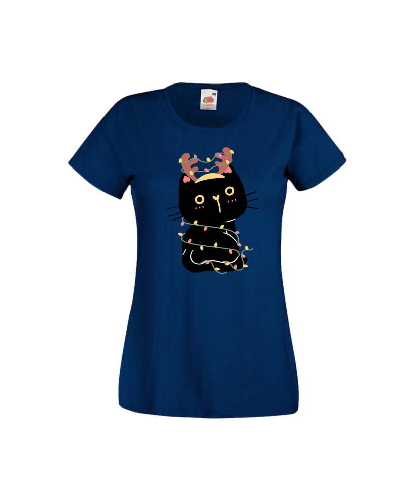 Дамска тениска Коледа Котка Коледно Дърво Black Cat Xmas Tree 3 Дамска тениска Коледа Котка Коледно Дърво Black Cat Xmas Tree 3