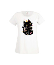 Дамска тениска Коледа Котка Коледно Дърво Black Cat Xmas Tree 1