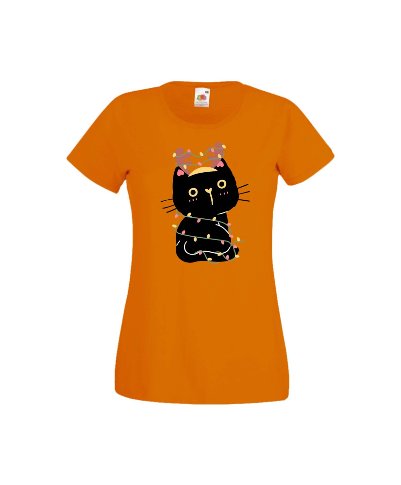 Дамска тениска Коледа Котка Коледно Дърво Black Cat Xmas Tree 3 Дамска тениска Коледа Котка Коледно Дърво Black Cat Xmas Tree 3
