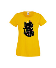 Дамска тениска Коледа Котка Коледно Дърво Black Cat Xmas Tree 1