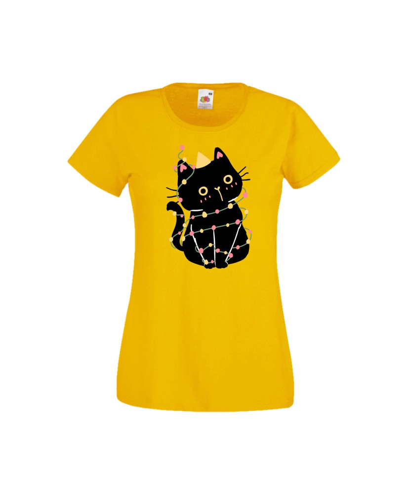 Дамска тениска Коледа Котка Коледно Дърво Black Cat Xmas Tree 1 Дамска тениска Коледа Котка Коледно Дърво Black Cat Xmas Tree 1