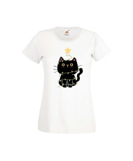 Дамска тениска Коледа Котка Коледно Дърво Black Cat Xmas Tree 2