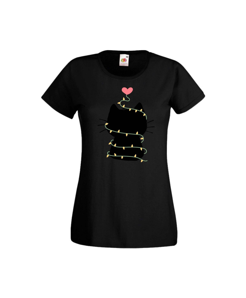 Дамска тениска Коледа Котка Коледно Дърво Black Cat Xmas Tree 4 Дамска тениска Коледа Котка Коледно Дърво Black Cat Xmas Tree 4