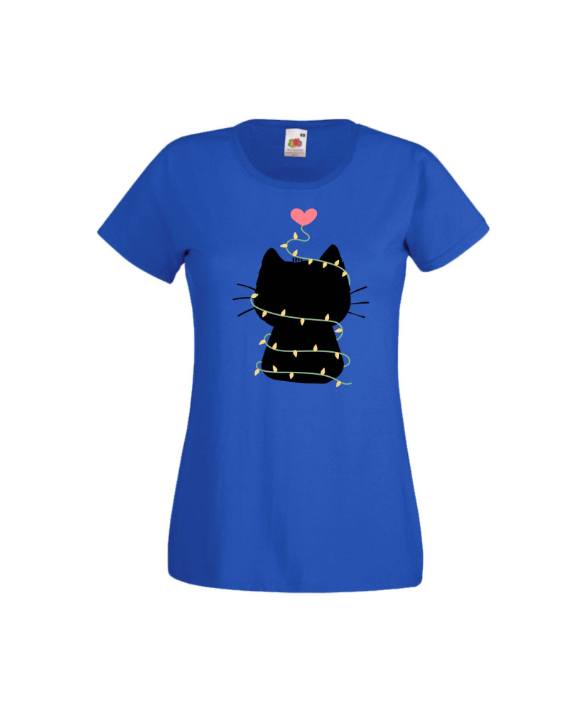 Дамска тениска Коледа Котка Коледно Дърво Black Cat Xmas Tree 4 Дамска тениска Коледа Котка Коледно Дърво Black Cat Xmas Tree 4
