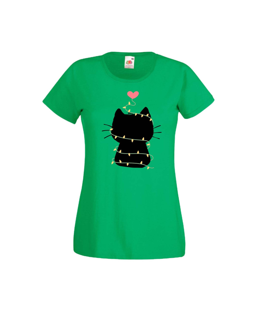 Дамска тениска Коледа Котка Коледно Дърво Black Cat Xmas Tree 4 Дамска тениска Коледа Котка Коледно Дърво Black Cat Xmas Tree 4