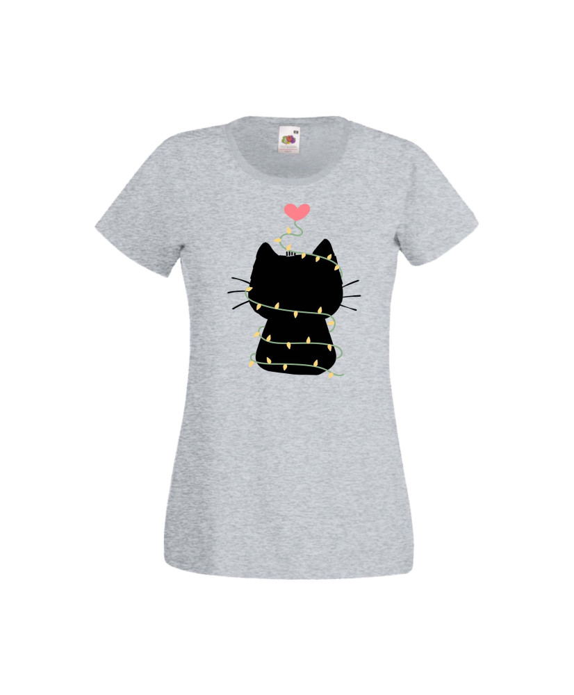 Дамска тениска Коледа Котка Коледно Дърво Black Cat Xmas Tree 4 Дамска тениска Коледа Котка Коледно Дърво Black Cat Xmas Tree 4