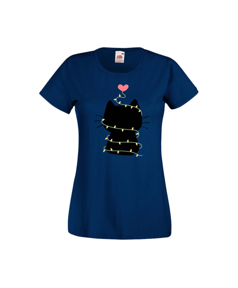 Дамска тениска Коледа Котка Коледно Дърво Black Cat Xmas Tree 4 Дамска тениска Коледа Котка Коледно Дърво Black Cat Xmas Tree 4