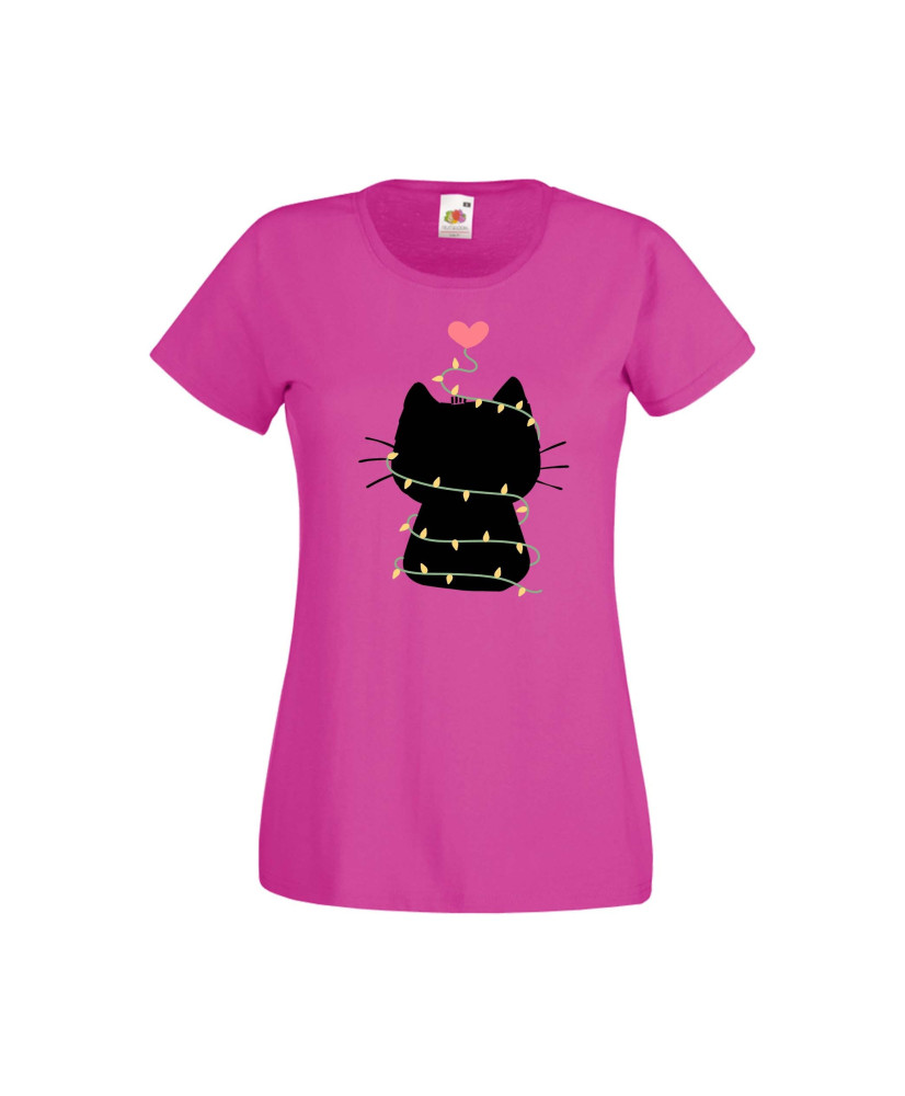 Дамска тениска Коледа Котка Коледно Дърво Black Cat Xmas Tree 4 Дамска тениска Коледа Котка Коледно Дърво Black Cat Xmas Tree 4