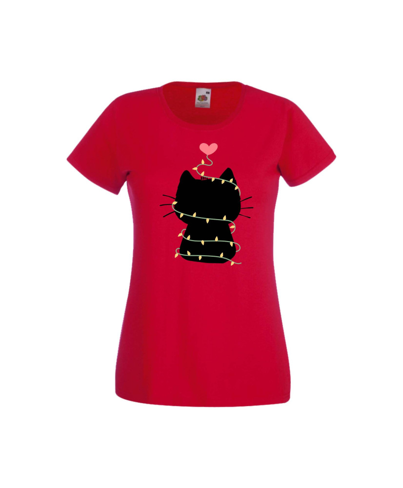 Дамска тениска Коледа Котка Коледно Дърво Black Cat Xmas Tree 4 Дамска тениска Коледа Котка Коледно Дърво Black Cat Xmas Tree 4