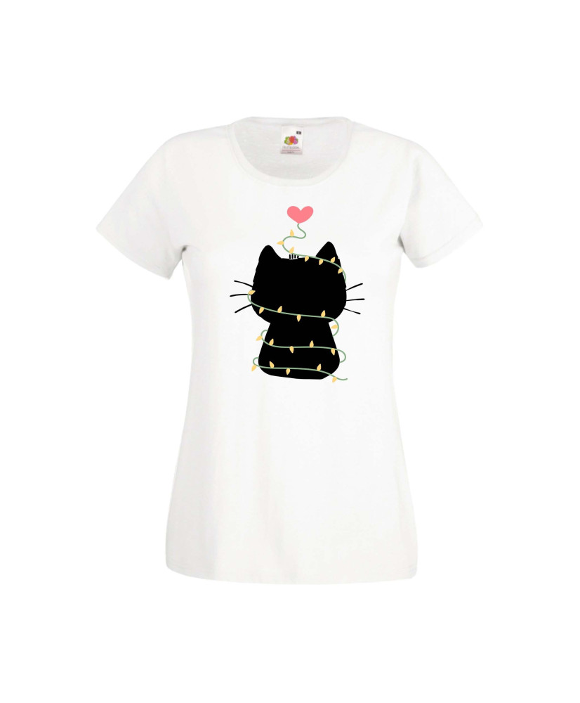 Дамска тениска Коледа Котка Коледно Дърво Black Cat Xmas Tree 4 Дамска тениска Коледа Котка Коледно Дърво Black Cat Xmas Tree 4