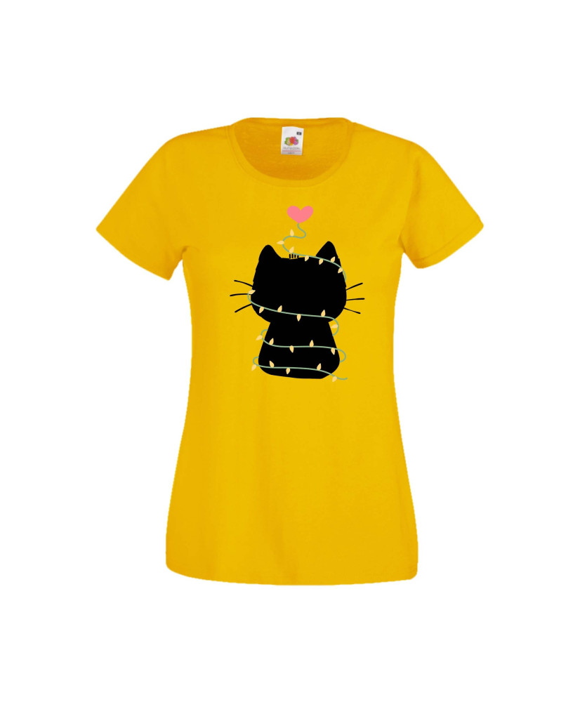 Дамска тениска Коледа Котка Коледно Дърво Black Cat Xmas Tree 4 Дамска тениска Коледа Котка Коледно Дърво Black Cat Xmas Tree 4