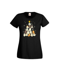 Дамска тениска Коледа Елха от котки Cats Xmas Tree 1