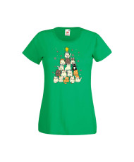Дамска тениска Коледа Елха от котки Cats Xmas Tree 1
