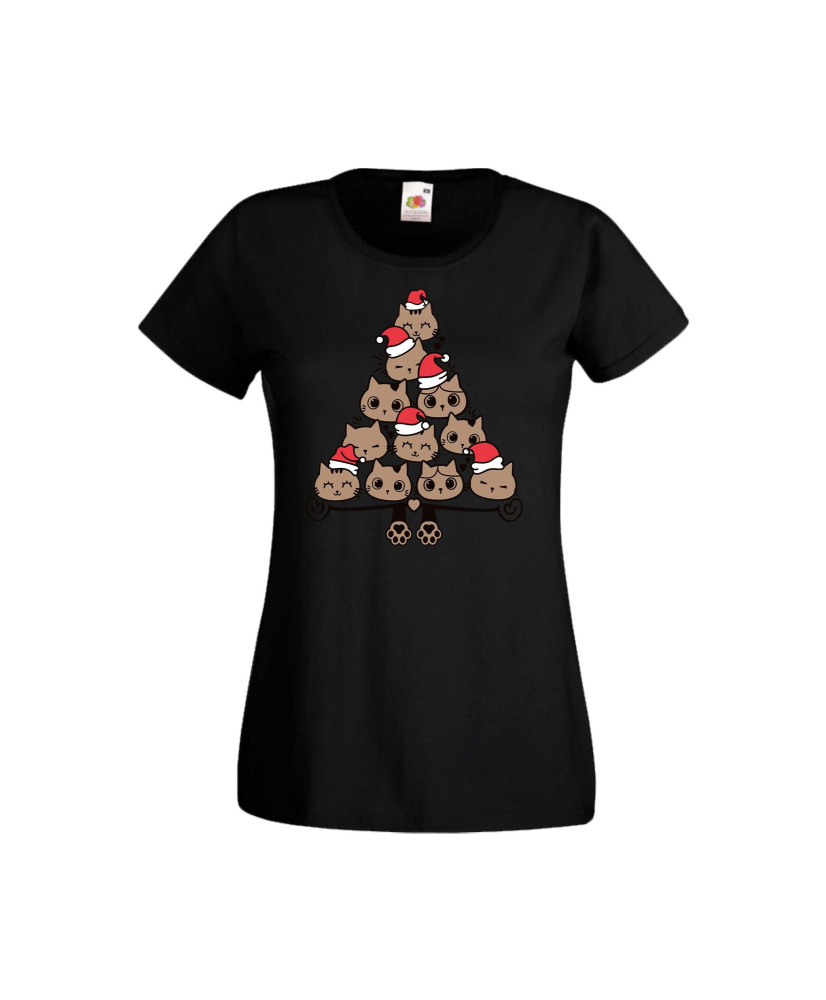 Дамска тениска Коледа Елха от котки Cats Xmas Tree 2 Дамска тениска Коледа Елха от котки Cats Xmas Tree 2