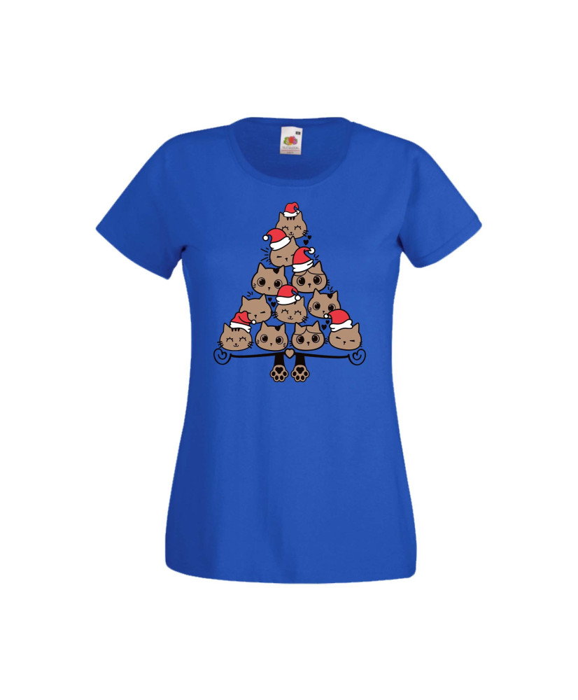 Дамска тениска Коледа Елха от котки Cats Xmas Tree 2 Дамска тениска Коледа Елха от котки Cats Xmas Tree 2