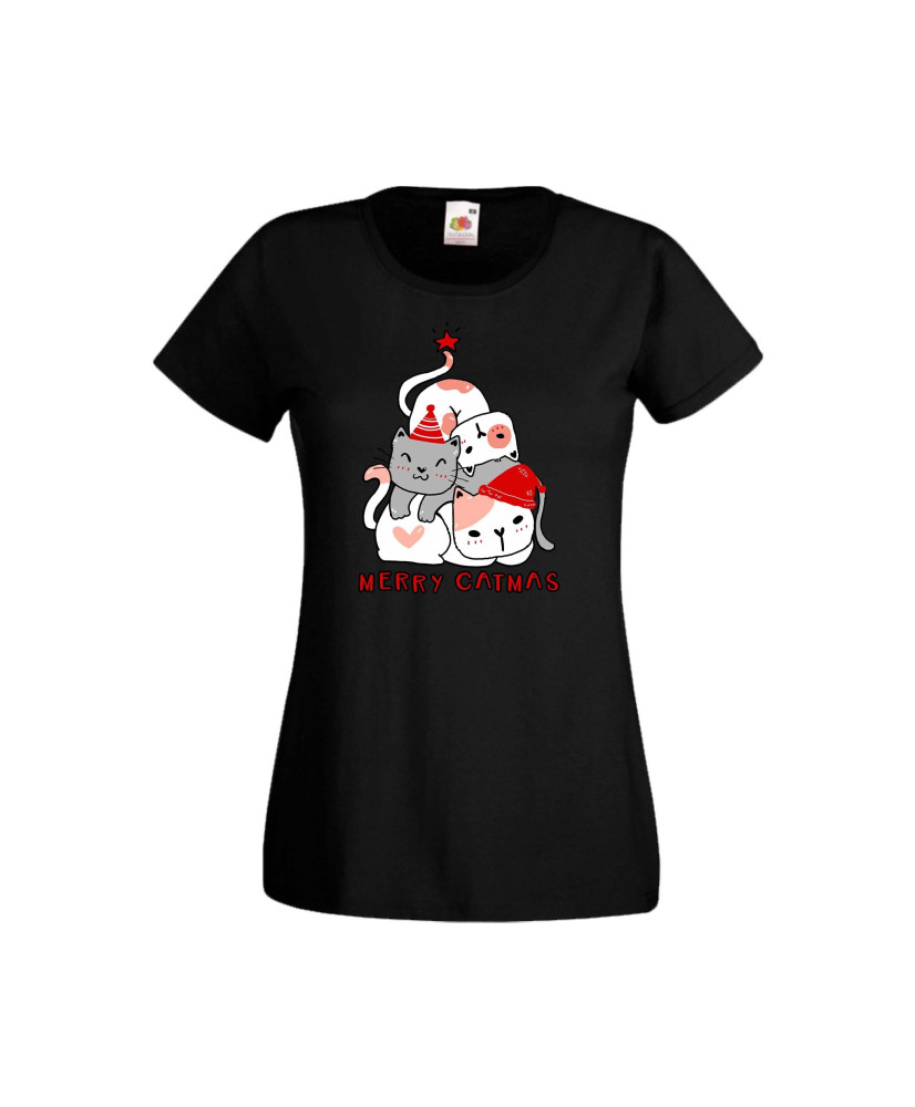 Дамска тениска Коледа Елха от котки Cats Xmas Tree 3 Дамска тениска Коледа Елха от котки Cats Xmas Tree 3