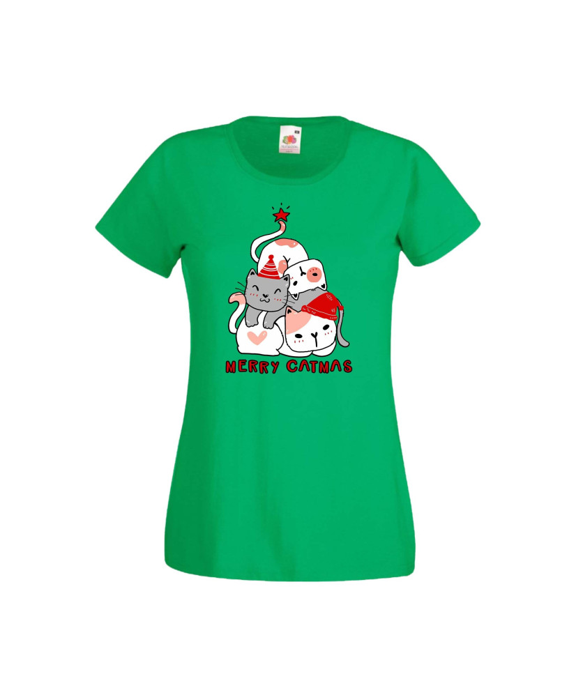 Дамска тениска Коледа Елха от котки Cats Xmas Tree 3 Дамска тениска Коледа Елха от котки Cats Xmas Tree 3