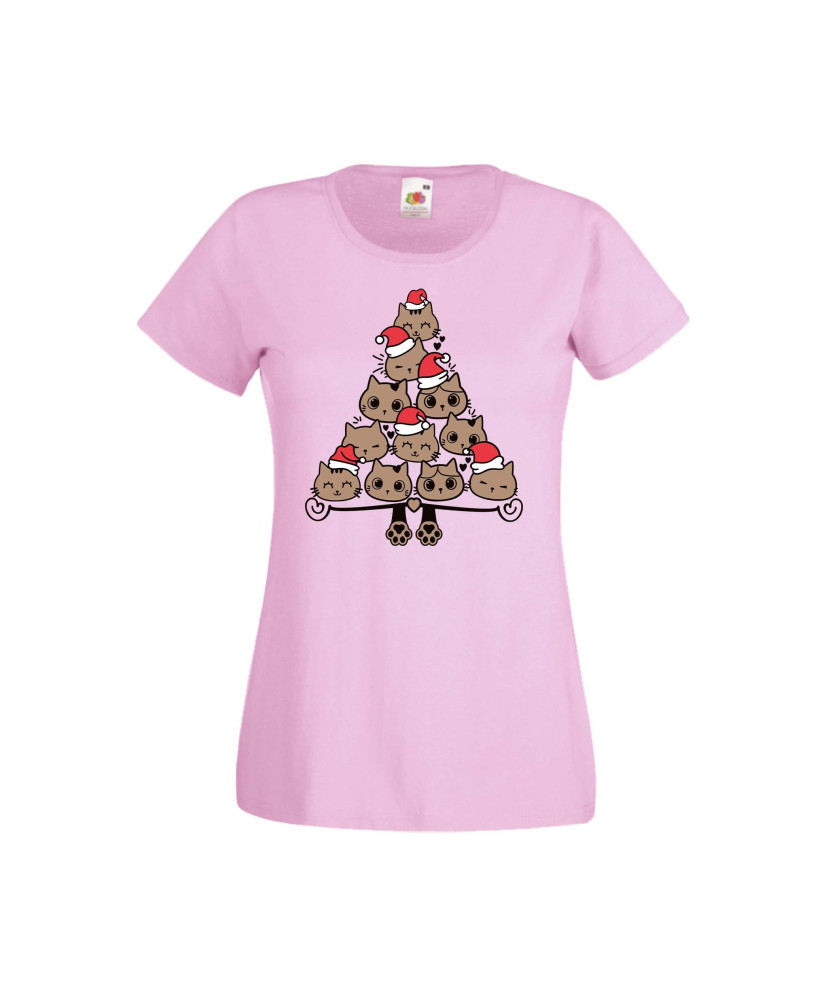 Дамска тениска Коледа Елха от котки Cats Xmas Tree 2 Дамска тениска Коледа Елха от котки Cats Xmas Tree 2