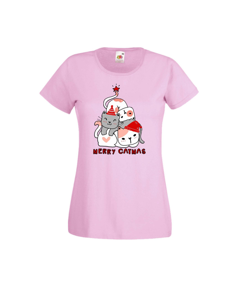 Дамска тениска Коледа Елха от котки Cats Xmas Tree 3 Дамска тениска Коледа Елха от котки Cats Xmas Tree 3