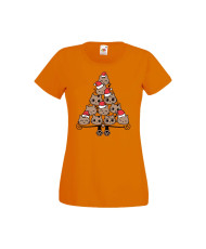Дамска тениска Коледа Елха от котки Cats Xmas Tree 2