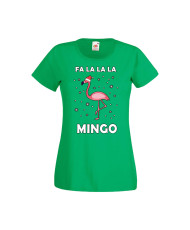 Дамска тениска Коледа Fa La La La Mingo
