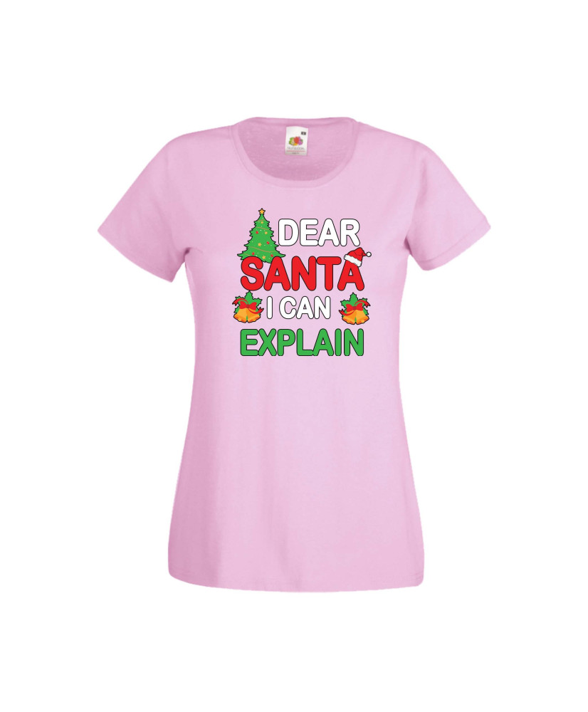 Дамска тениска Коледа Скъпи Дядо Коледа мога да обясня Dear Santa I Can Explain Дамска тениска Коледа Скъпи Дядо Коледа мога да обясня Dear Santa I Can Explain